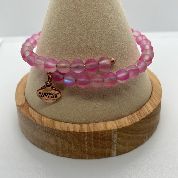 Alex and Ani Pink & Purple Bracelet Set of 4 in Shiny Rose Gold/Like New - Picture 8 of 9